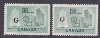 Canada O38 & O38a 50c Textile Industry (2 Types Of G Overprint) Reg & Flying G