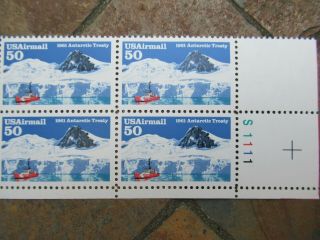 Vintage Us Stamps Plate Block Of Four,  C - 130,  50 Cents Airmail