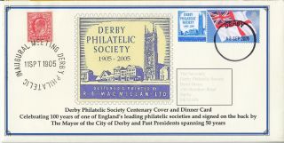 2005 - Derby Philatelic Society Centenary Smilers Cover And Dinner Card