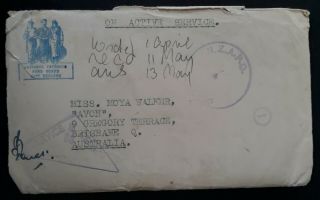 Rare 1944 Zealand On Active Service Censor Cover And Letter To Australia
