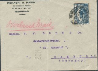 1929 Iraq Baghdad Overland Mail To Germany Hamburg