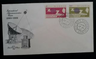 1965 St Lucia 100th Anniversary Of I.  T.  U.  Fdc Ties 2 Stamps Canc Castries