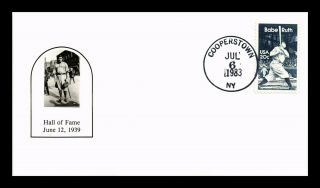 Dr Jim Stamps Us Photo Cachet Babe Ruth Baseball Hall Of Fame Fdc Cover