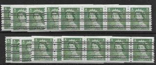 Canada.  1953.  2c.  Coil Strips 4.  Mnh (10 Strips)