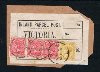 Australia Victoria Inland Parcel Post Label On Piece With 9d X 3,  3d 1900