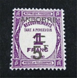 Nystamps French Andorra Stamp J15 Og H $120