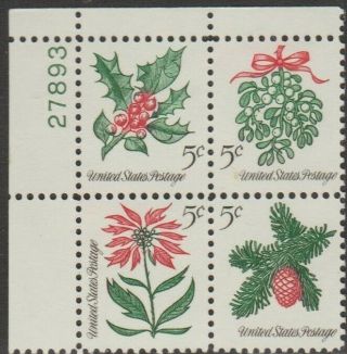 Scott 1254 - 57 - 1964 Commemoratives - 5 Cents Christmas Issue Plate Block