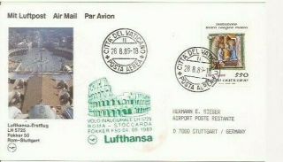 Lufthansa First Flight Vatican City/ Rome Stuttgart 1989