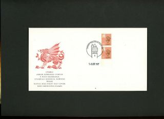 1987 Wales 13p Type Ii Pva Gum Post Office Fdc Cardiff Philatelic Counter H/s.
