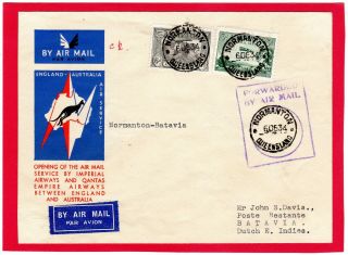 Australia - 1934 Imperial Airways First Flight Cover Normanton - Batavia Dutch Indie