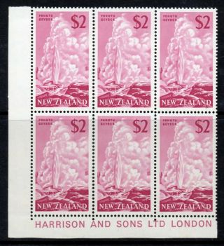 Zealand Stamps 1967 Definitive $2 Pink Geyser Block Of 6 Never Hinged