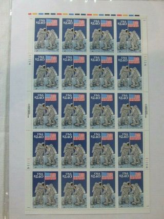 Usa 1988 Moon Landing $2.  40 Mnh Sheet Of 20