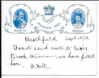 Gb 1902 Heathfield Town Coronation Card