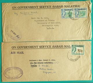 Malaya North Borneo Sabah Stamps Ogs Covers X 2