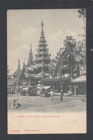 Burma 1900s Shwe Dagone Pagoda Rangoon Postcard