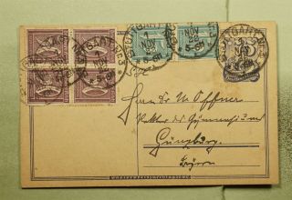 Dr Who 1922 Germany Stuttgart Block/pair Uprated Postal Card E44994