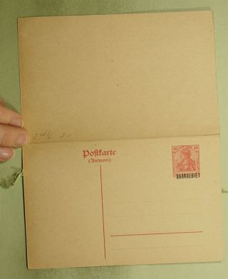 Dr Who Germany Saargebiet Ovpt Double Postal Card E44986