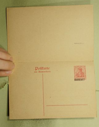 DR WHO GERMANY SAARGEBIET OVPT DOUBLE POSTAL CARD e44986 2