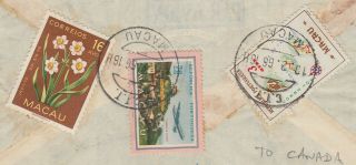 CHINA MACAU 1966 multi franked cover to MONTREAL CANADA 3