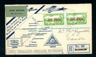 Zealand Blenheim Registered First Flight Cover 1931 (o318)