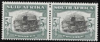South Africa 1949 5s Ox - Wagon Black & Pale Blue Green Sg 122 £40