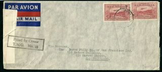 Ww2 Cover Papua Guinea Png To Us 2 X 2/ - Two Shilling Bulolo Censor Tng 18