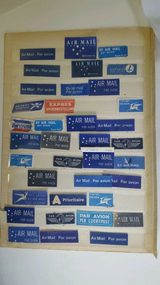 37 Assorted World Wide Airmail Labels.