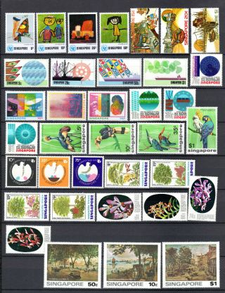 Singapore1974 - 1976 Qeii 10 X Complete Sets Of Mh Stamps Mounted