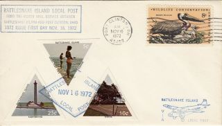 Rattlesnake Island Local Post Nov 16,  1972 W/pelican Stamp