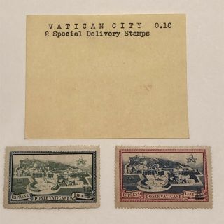 1933 Italy Vatican City Poste Vaticane Espresso Stamp Set Of 2 Surcharged
