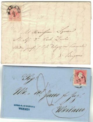 Italian States Lombardy Venetia 2 Letters 15c And 5s 1850 - 1859 / T19228