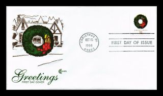 Dr Jim Stamps Us Wreaths Christmas Michigan First Day Cover Craft