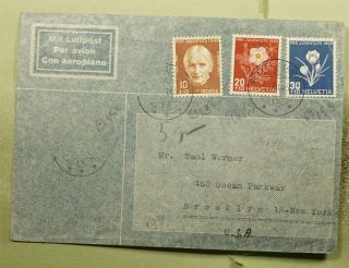 Dr Who 1945 Switzerland Ruti To Usa Multi Franked Air Mail C136343