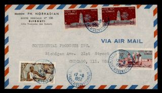 Dr Who 1952 French Somaliland Djibouti Airmail To Usa E44541