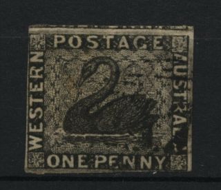 Australian States Western Australia Early 1d Black Imperf Swan Stamp