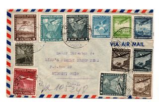 Chile To Us Ohio Airmail Stamp Cover 1955 Id 884