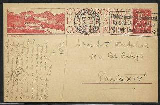 Switzerland 1924 Postal Card To Paris Slogan Cancel 149