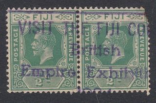 Fiji 1924 British Empire Exhibition Cancel On Pair Gv ½d - Rare. .  57324