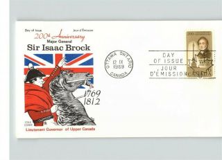 Canada,  " Major General Sir Isaac Brock,  Lt.  Governor Of Upper Canada,  1961 Fdc