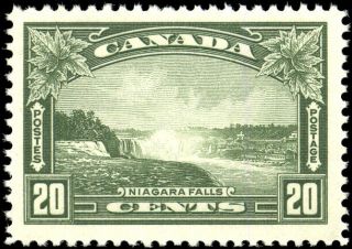 Canada 225 Vf Og Nh 1935 Pictorial Issue 20c Olive Green Niagara Falls