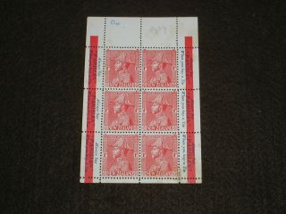 1928 Zealand Stamps Kgv Field Marshall Booklet Pane With Adverts Sg468c Mnh