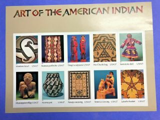 Art Of The American Indian Souvenir Sheet,  3873,  Mnh,  C.  V.  $25.  00,  2004