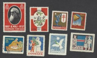Denmark 1932 - 40 Christmas Greeting Seals (8)