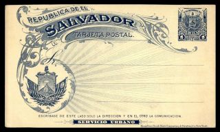 Mayfairstamps El Salvador 1896 1c Blue Postal Stationery Card Jjz8835