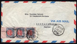 China 1947 Airmail Cover W/stamps From Shanghai (18.  12.  47) To England