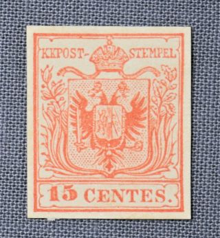 Postage Stamp Of Austria,  Lombardy - Venetia: 15 C. ,  Ty.  Ii,  1850 (scott 4g)