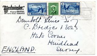Canada 1948 Westminster Hotel Corner Cover To England With 2x7c Sg407 & 1c Sg378