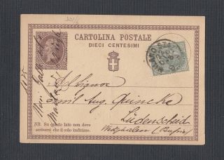 Italy 1875 Uprated Postal Stationery Card Milan To Ludenscheid Germany