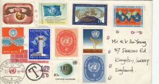 United Nations 1967 Cover To Uk With Us$ Value Stamps Posted Geneva.  Taxe Mark