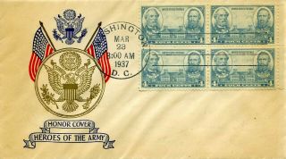U.  S.  First Day Covers 1937 Army Navy Scott 793 Washington,  Dc Value $30